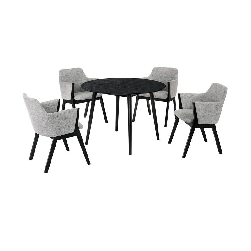 Arcadia and Renzo 42" Round Wood 5 Piece Dining Set