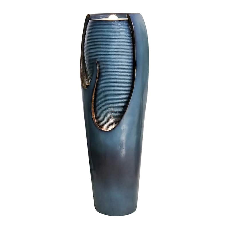 38.7-Inch H Outdoor Vase Water Fountain w/LED Light for Yard Art Decor