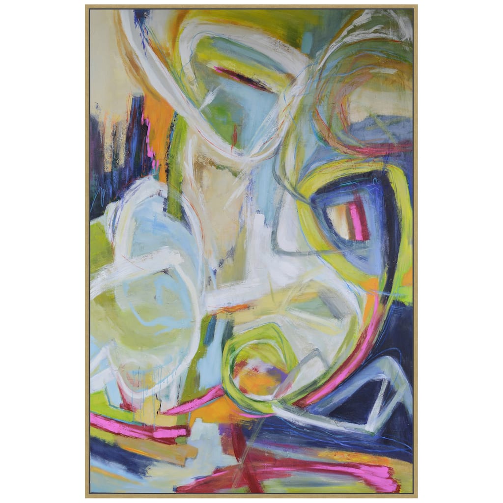 Harp & Finial Constant Knot Hand Painted Abstract Champagne Framed Canvas Art