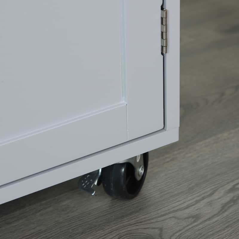 HOMCOM Kitchen Island Cart Rolling Trolley Cart with Drawer, Storage Cabinet & Towel Rack