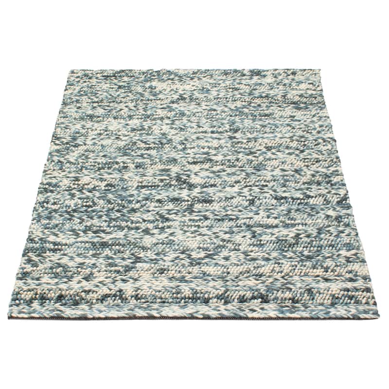 ECARPETGALLERY Braid weave Sienna Teal Wool Rug - 4'10 x 6'9