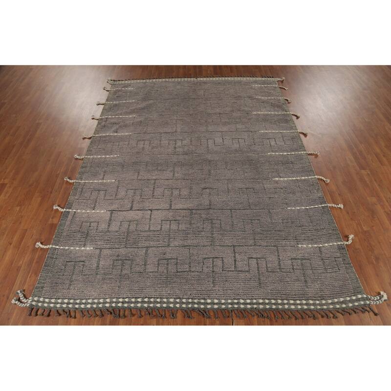 Moroccan Modern Area Rug Handmade Geometric Wool Carpet - 7'8"x 10'6"