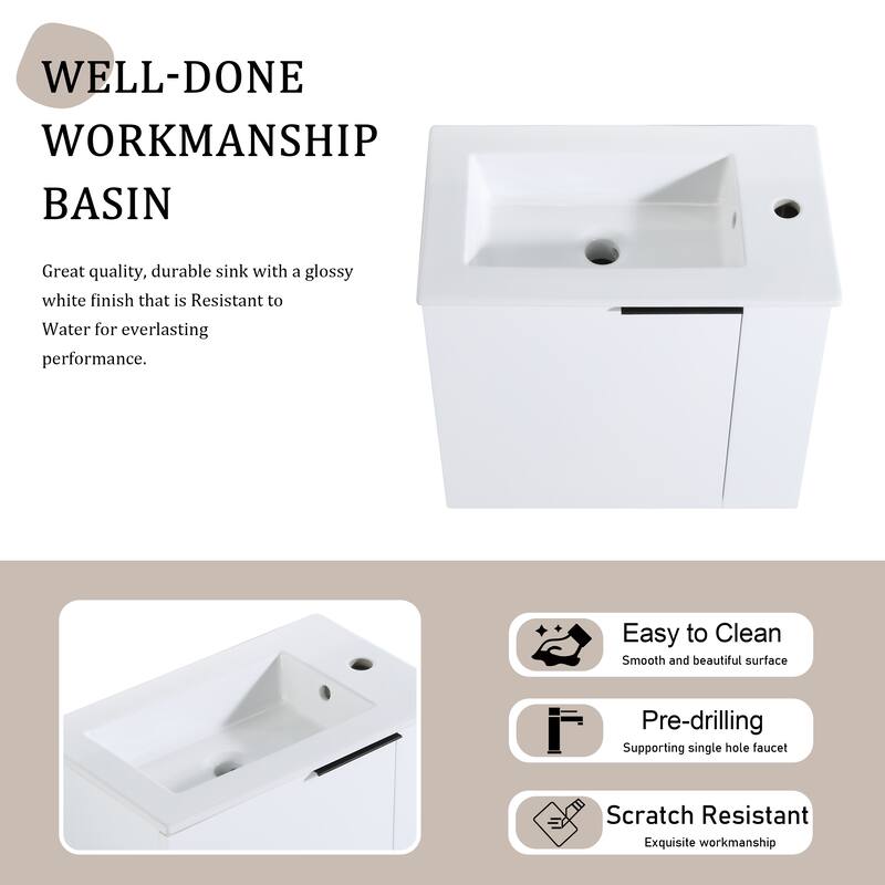Beingnext 22" Small Bathroom Vanity with Sink, Floating Bathroom Vanity with Soft Close Door