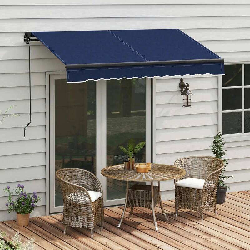 8' x 6.5' Retractable Awning, 280gsm UV Resistant Sunshade Shelter