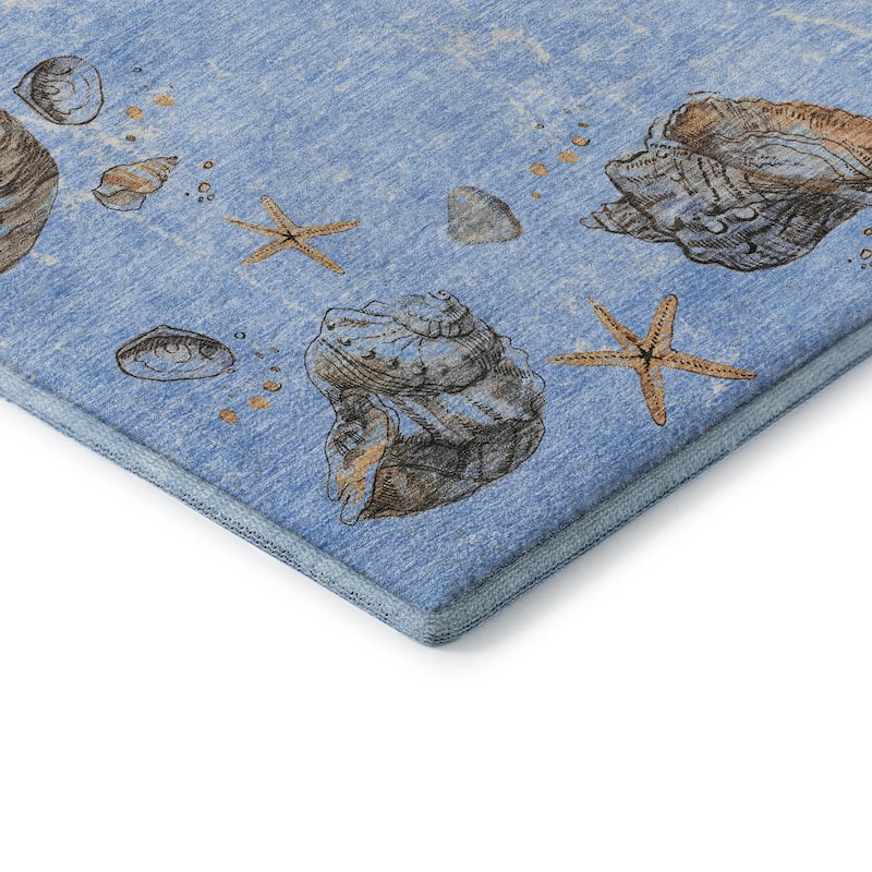 Premium Washable Super Soft Coastal Shell Border Mayfield Rug