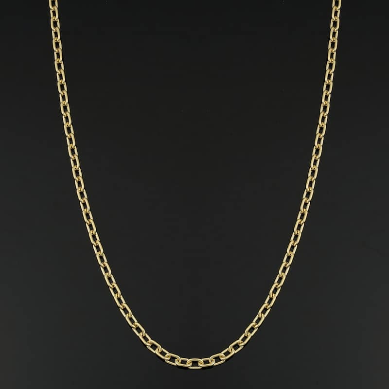 Solid 14k Yellow Gold Filled 3 mm Parallel Cable Link Chain Necklace for Men and Women