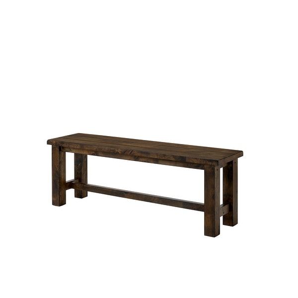 Transitional Style Rectangular Solid Wood Bench with Block Legs, Brown