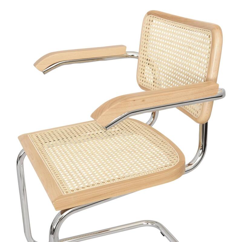 Breuer Chair Company Marcel Breuer Cesca Cane Cantilever Armchair Arm Chair w/ Chrome Steel Frame (Various Wood & Cane Colors)