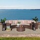 preview thumbnail 16 of 14, Outdoor 7-Piece Wicker Sectional Sofa Set with Furniture Cover Beige