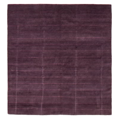 ECARPETGALLERY Hand-knotted Opulence Dark Purple Silk, Wool Rug - 6'2 x 6'7