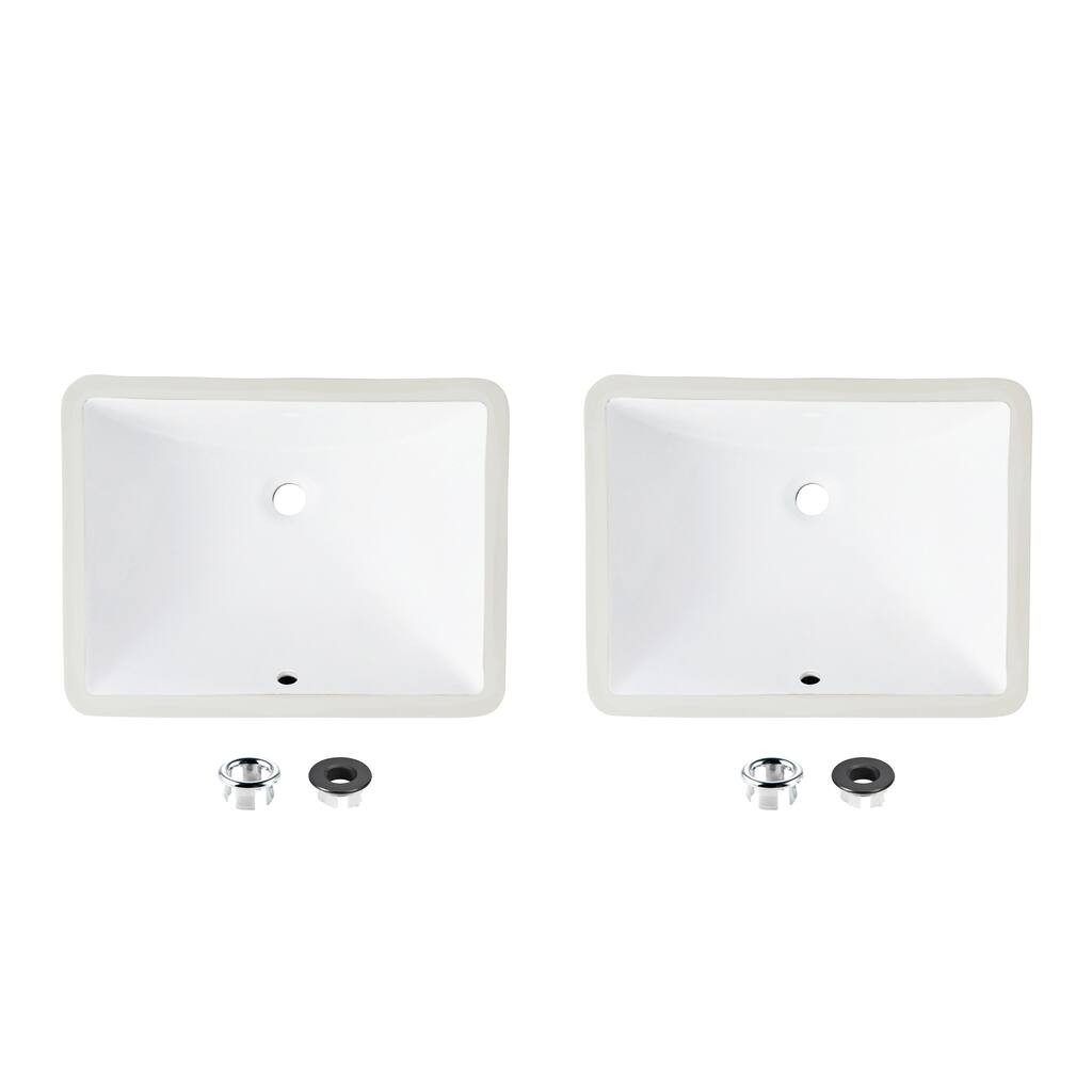 STYLISH 20.75" W x 15.5" D White Rectangular Undermount Bathroom Sink Set of 2
