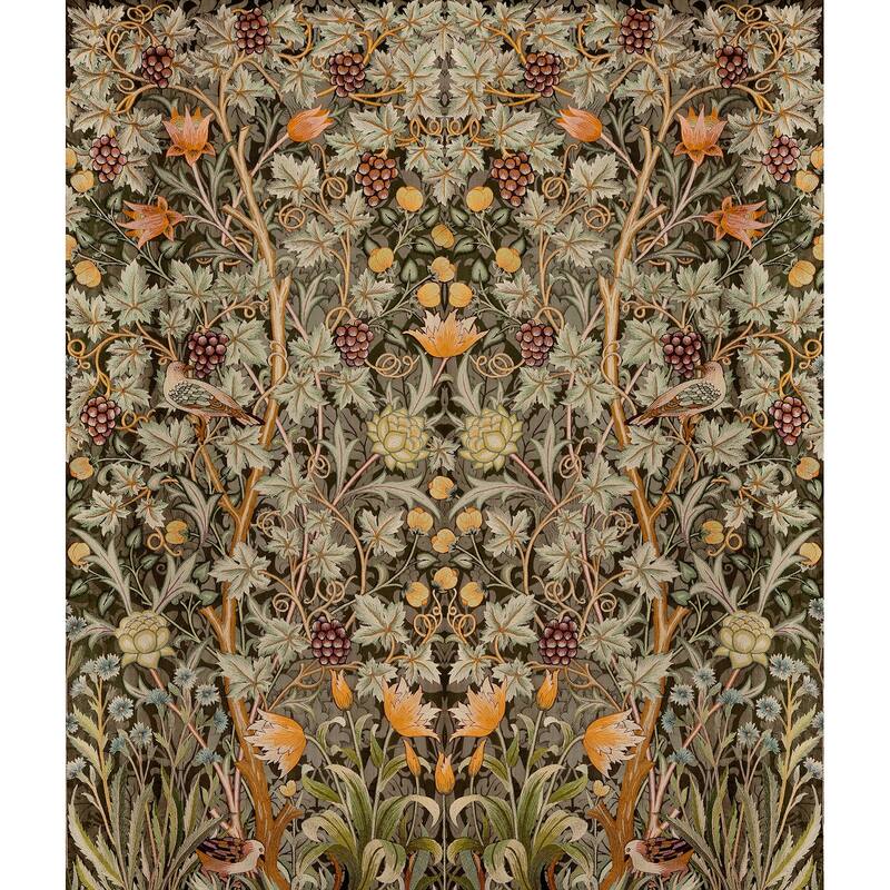 Vine Embroidery Green Wall Mural