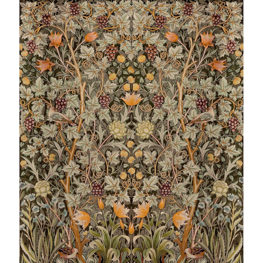 Vine Embroidery Green Wall Mural