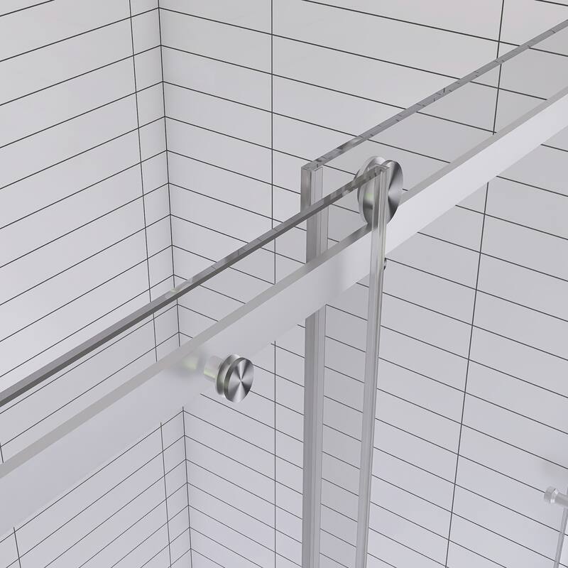 60 in. W x 76 in. H Frameless Single Sliding Shower Doors with Clear Tempered Glass - 60" x 76" in.