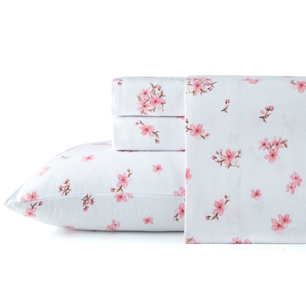 Pointehaven Printed Cotton 180 GSM Deep Pocket Oversized Brushed Flannel Sheet Set