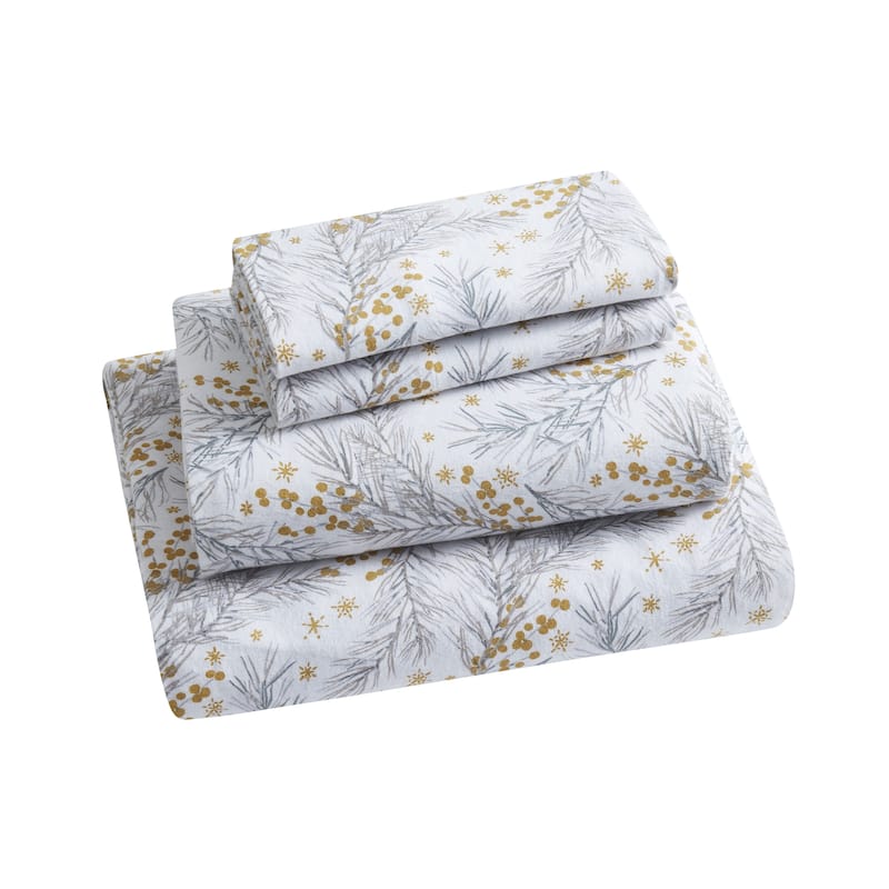 Tahari Home Pine Triple Brushed Cotton Flannel Bed Sheet Set Bed Bath
