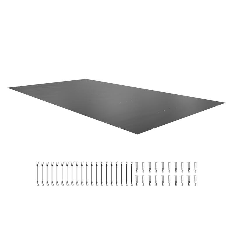 Charcoal PVC In-Ground Safety Pool Cover with 304 Stainless Steel Bolts - 11.5x19.6 ft - Charcoal