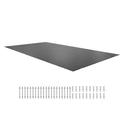 Charcoal PVC In-Ground Safety Pool Cover with 304 Stainless Steel Bolts - 11.5x19.6 ft
