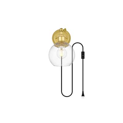 Wesex 1 Light Black and Clear Plug In Wall Sconce