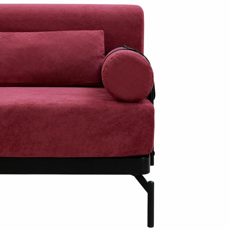 Modern Loveseat Sofa 59" Sofa Couch 2-Seater with Flexible USB Ports and Unique Cylindrical Armrests