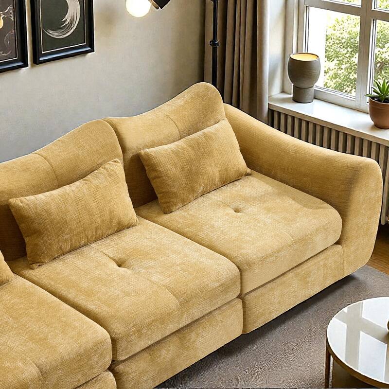 Modular Cloud Sofa, Convertible Folding Sofa Bed, 3-Seat Cushioned Sectional Couch for Living Room Bedroom