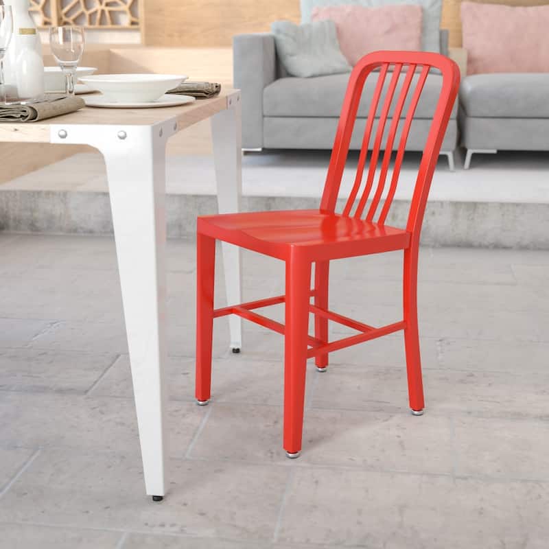 Metal Indoor-Outdoor Chair - 15.5"W x 20"D x 33.25"H - Red