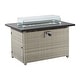 preview thumbnail 1 of 4, Propane Fire Table, 42" Outdoor Gas Fire Pit, 50,000 Btu Steel Fire Table With Glass Wind Guard - N/A