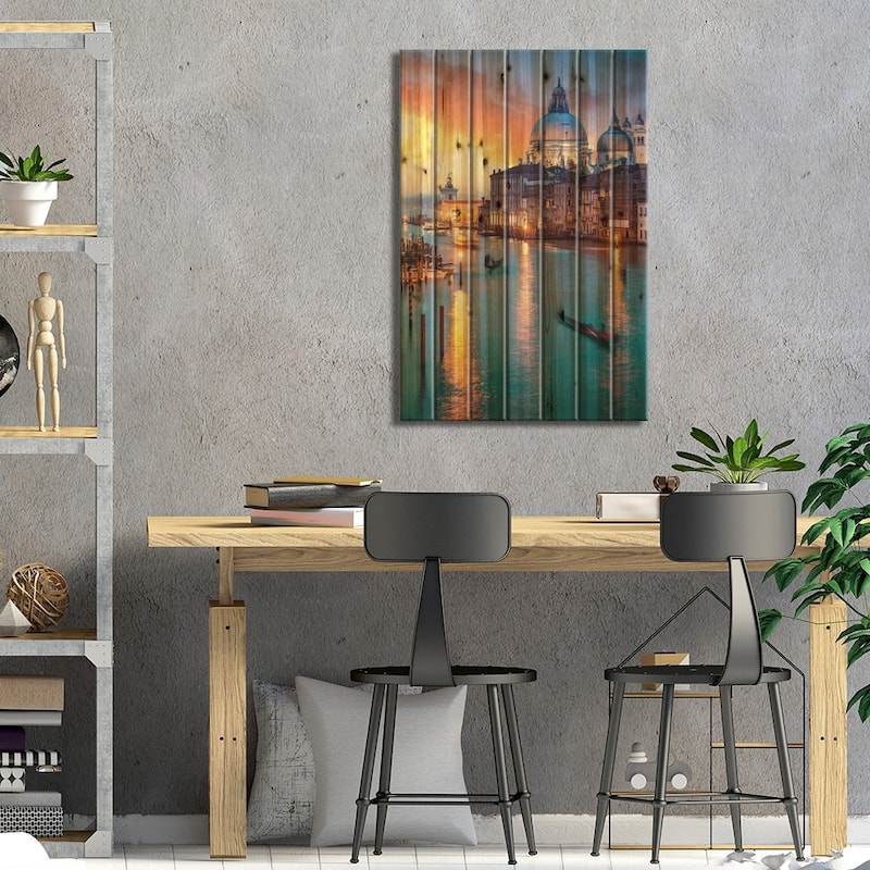 Grand Canal III Print On Wood by Jan Becke - Multi-Color