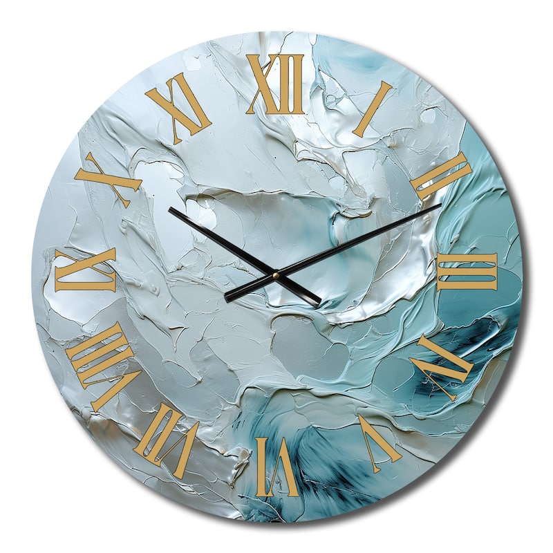 Designart "Silver Shimmer" Abstract Landscape Oversized Wall Clock