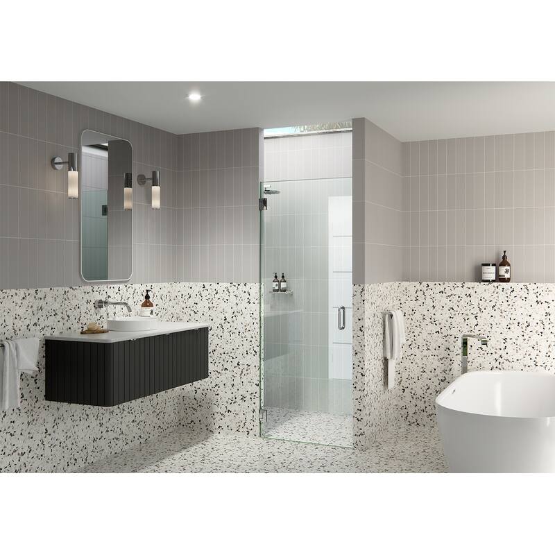 25.5 in. W x 78 in. H Fully Frameless Hinged Shower Door - Width Adj 25.875 - 26.275