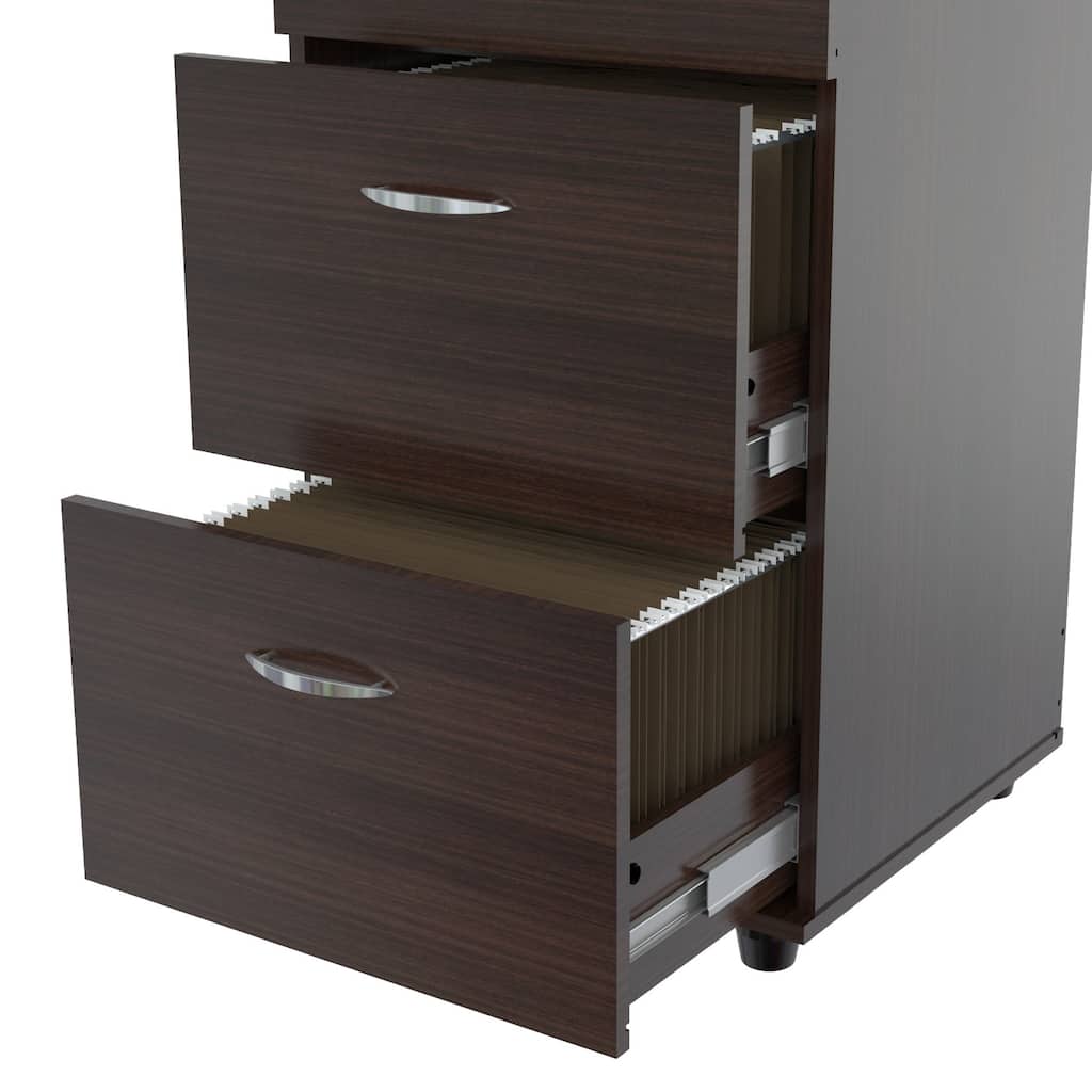 HomeRoots 52" Espresso Melamine and Engineered Wood File Cabinet with 4 Drawers