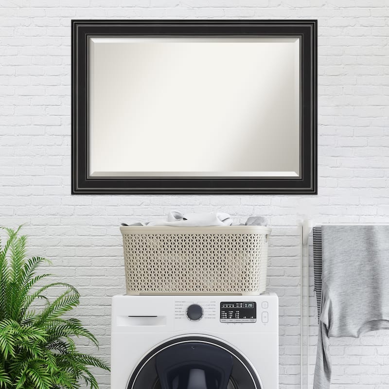 Beveled Wall Mirror - Ridge Black Frame