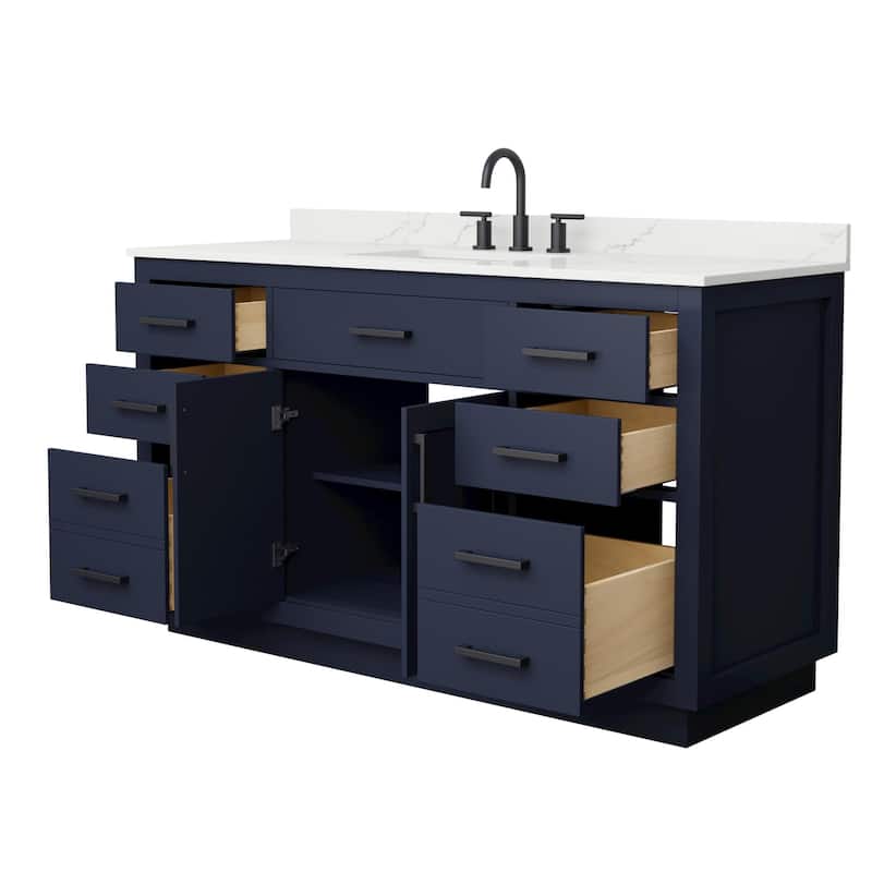 Beckett TK 60-inch Single Vanity, 3 Hole Quartz Top