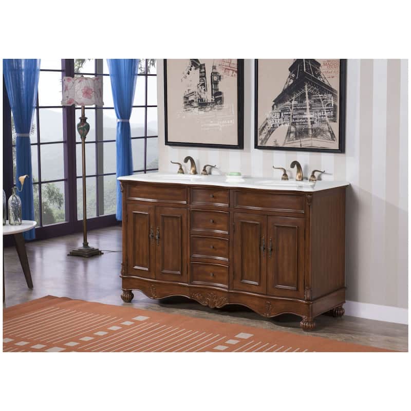 Elegant Lighting VF-1048-VW Windsor 60" Free Standing Double Basin