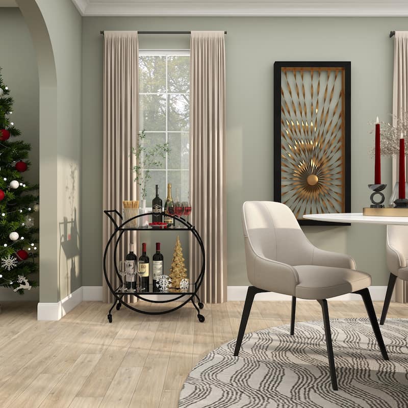 Metal Contemporary Bar Cart with Wheels