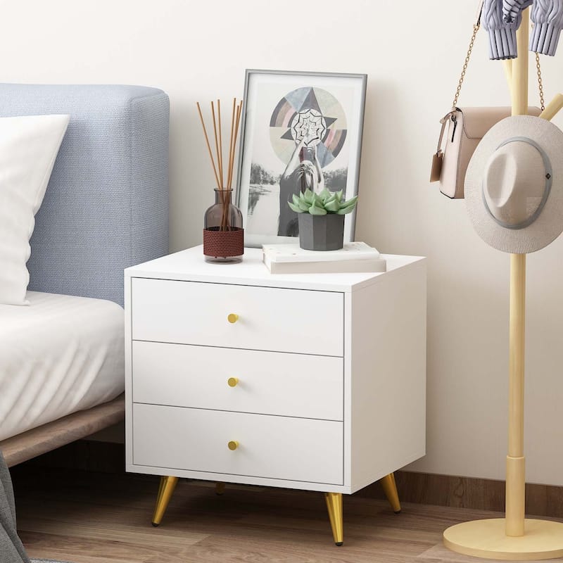 Modern 3-Drawer Nightstand Drawer Storage End Table Side Table