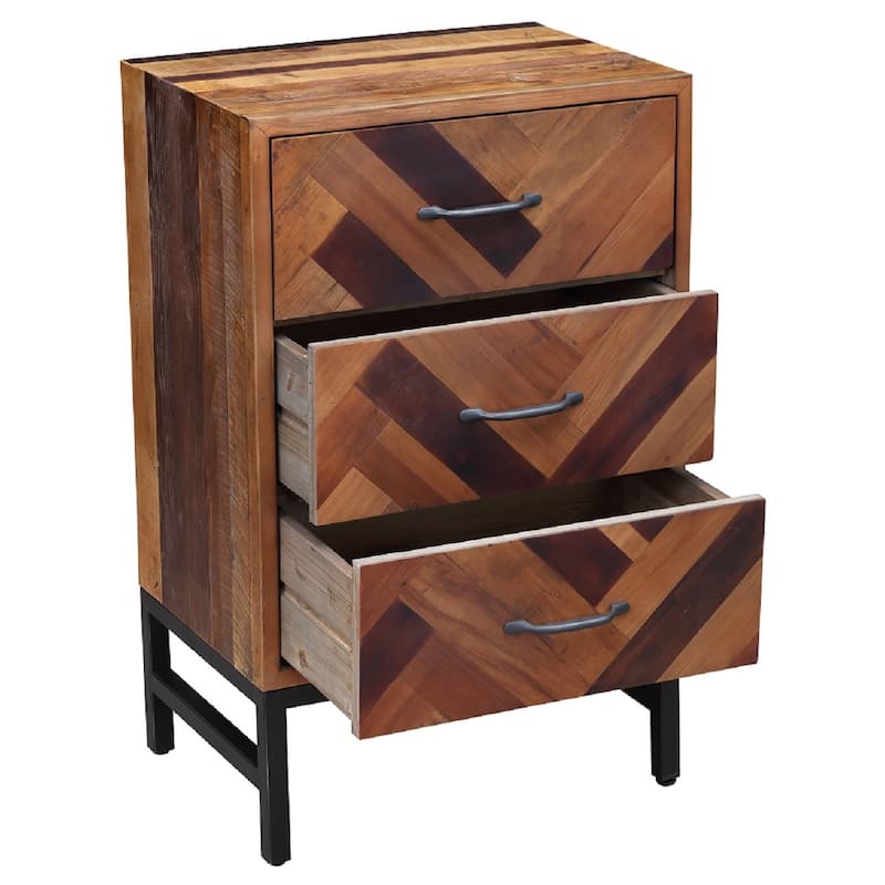 Benton Oak Wood 3 Drawer Nightstand