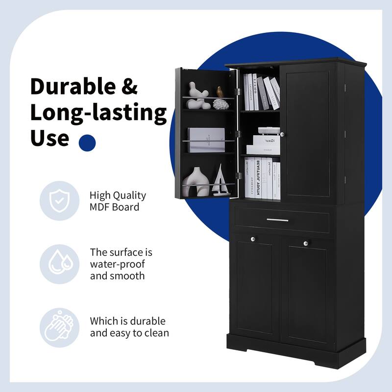 GDFStudio - Sebastian Tall Multi-Functional Bathroom Storage Cabinet with Integrated Hamper