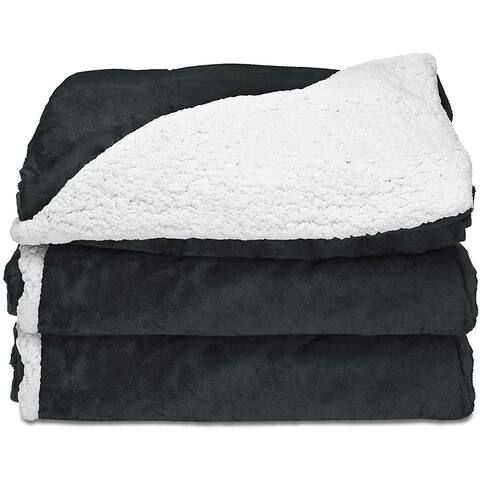 Sunbeam Electric Heated Soft Sherpa Plush Warming Throw Blanket Slate