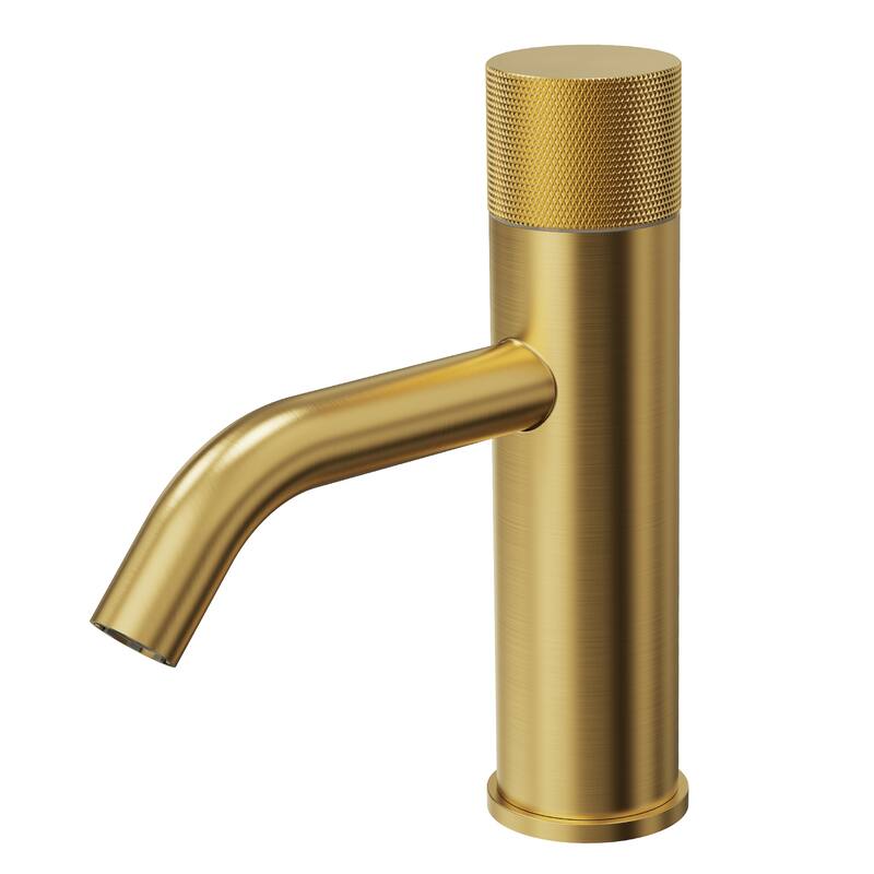 GRANDJOY Low-Arc Single Handle Vessel Sink Faucet with Pop-Up Drain, Compact Bathroom Design - Brushed Gold