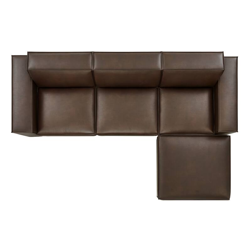 Restore 4-Piece Vegan Leather Modular Sofa Set with Ottoman