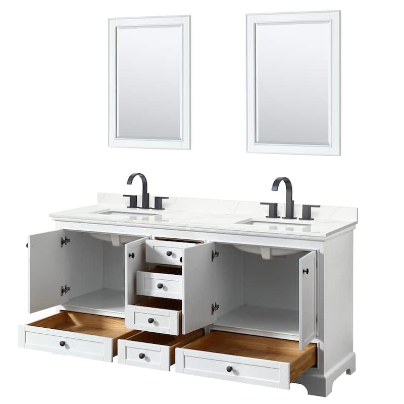 Deborah 72-inch Double Vanity, Quartz Top, 24-inch Mirrors