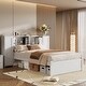 preview thumbnail 13 of 22, Twin Size Platform Bed with Storage Headboard, 3-Shelves, 2-Side Lockers, Solid Pine Wood Frame for Bedroom, Grey White