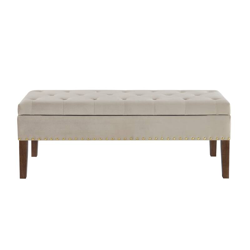 Tufted Bench with Storage, Solid Wooden Frame, 48"L X 18"W X 18.5"H
