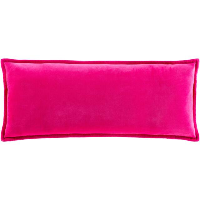 Vianne Solid Cotton Velvet 30-inch Lumbar Throw Pillow - 12"x30" with Down Insert - Pink
