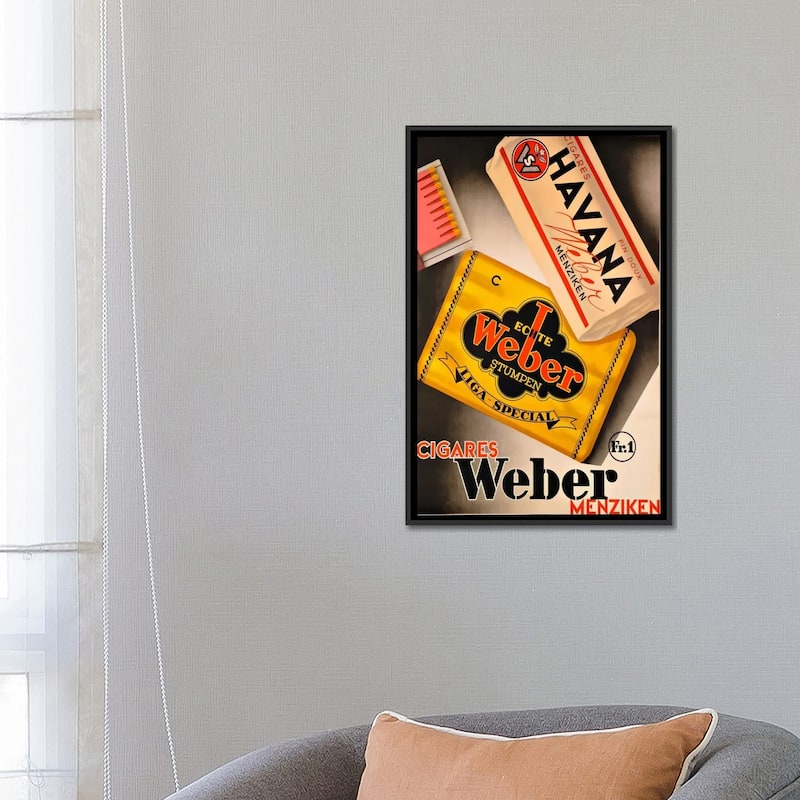 iCanvas "Cigares Weber" by Vintage Apple Collection Framed Canvas Print