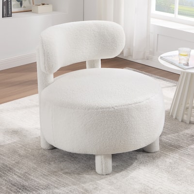 Teddy Fabric Armless Accent Chair with Curved Backrest