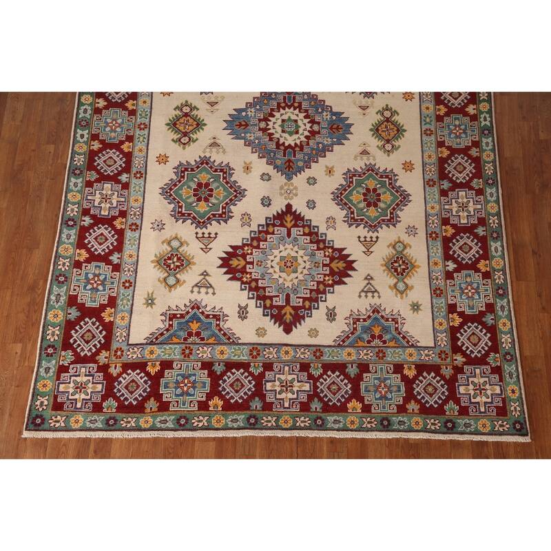 Kazak Area Rug Hand-Knotted Wool Carpet - 6'8" x 9'10"