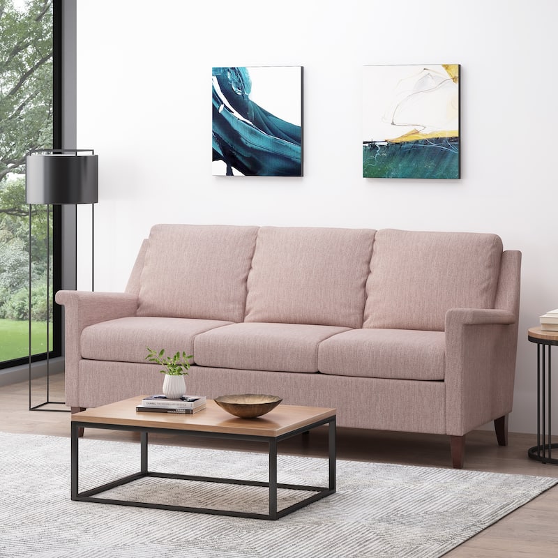 76.5 Inches Upholstered Couch, Compact Sofa Loveseat Couch with Wood Legs, Fabric Couches 2 Seats Love Seats for Living Room
