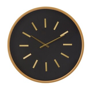 Metal Wall Clock with Gold Accents - Black - Roche River Decor - 3"W x ...
